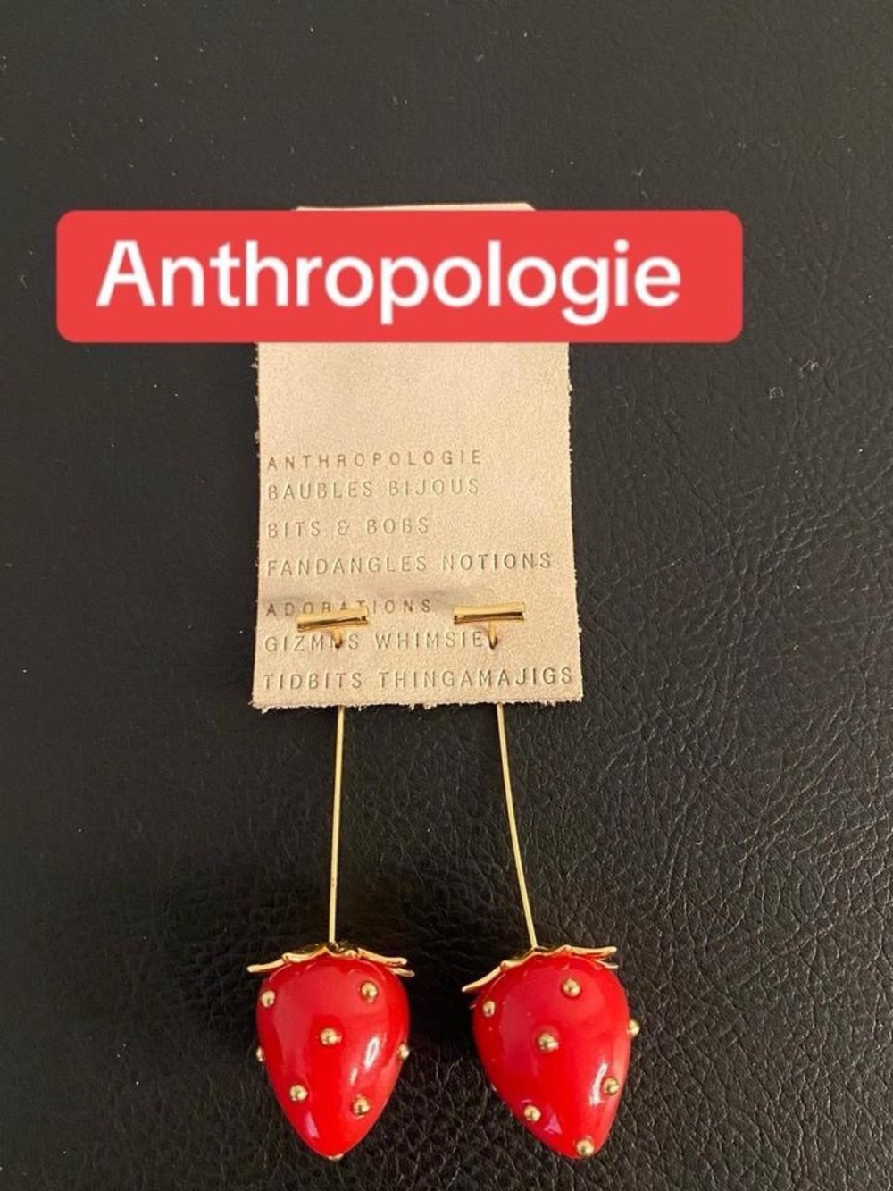 Anthropologie Red Strawberry Drop Earrings